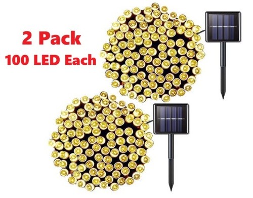 2pack 100 led solar string - led,
