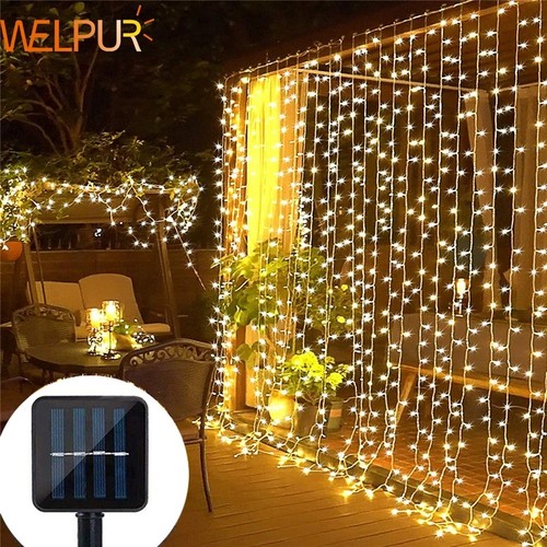 Outdoor solar curtain lights - outdoor,